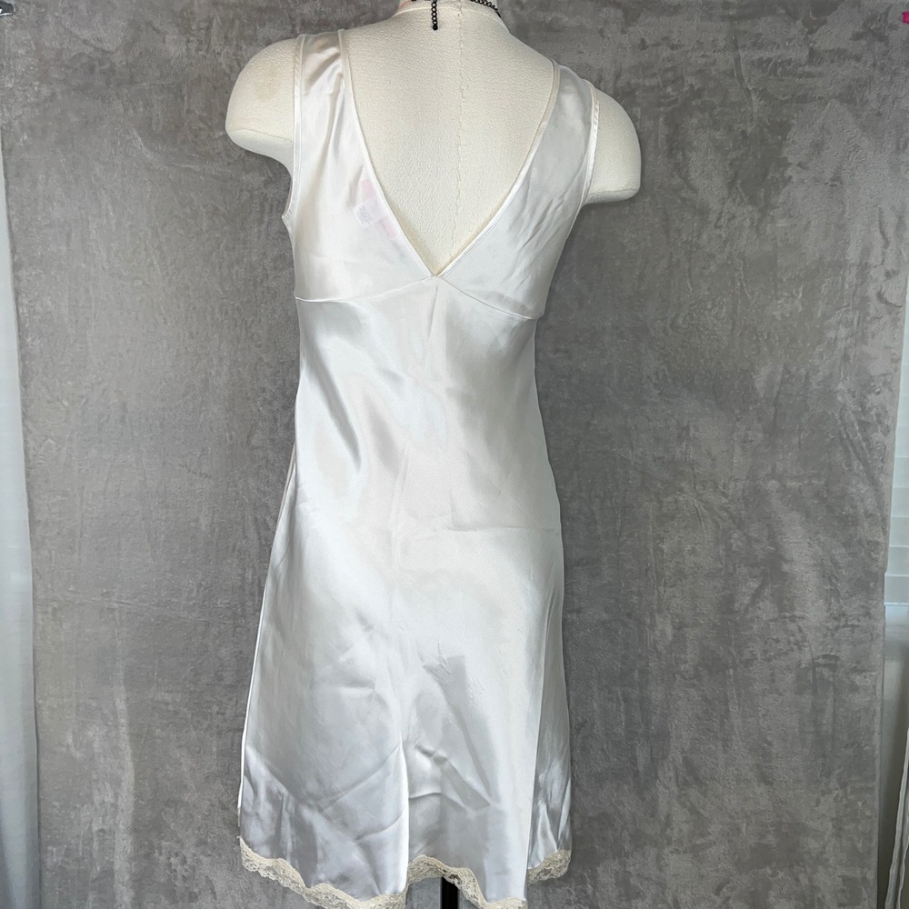 Victorias Secret Y2K White Satin Lace Trim Slip Dress XS Angel ethereal Fairy - Picture 2 of 11
